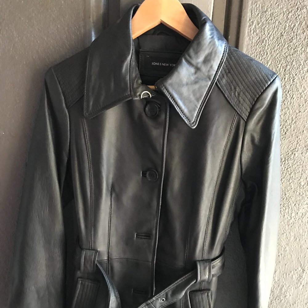Jones New York Belted Leather Jacket